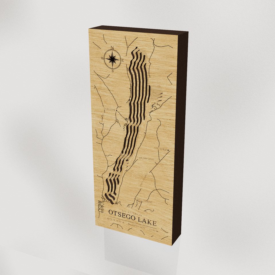 Otsego Lake 3D wood map, hero view