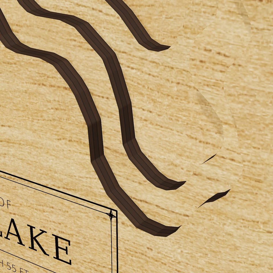 Otter Lake 3D wood map, detail view