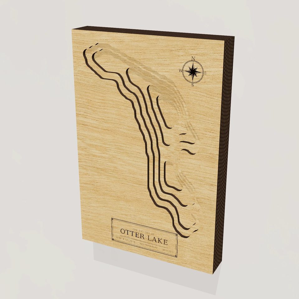 Otter Lake 3D wood map, hero view