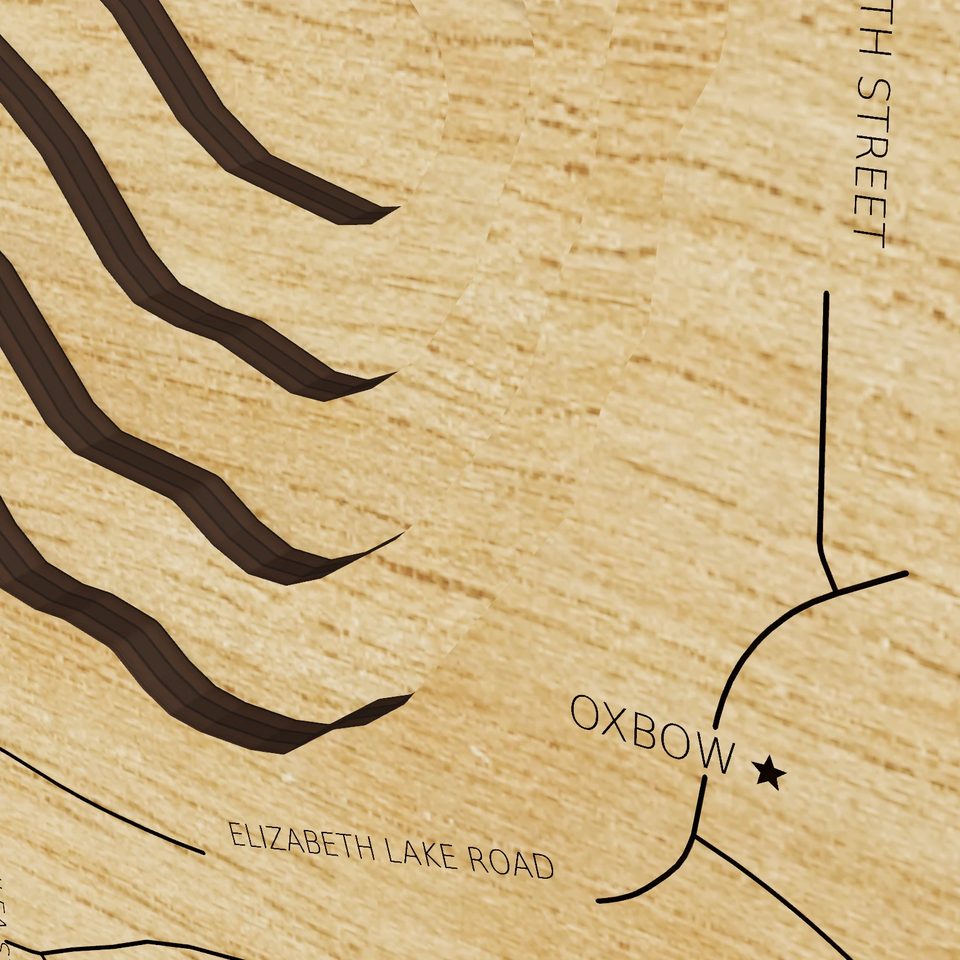 Oxbow Lake 3D wood map, detail view