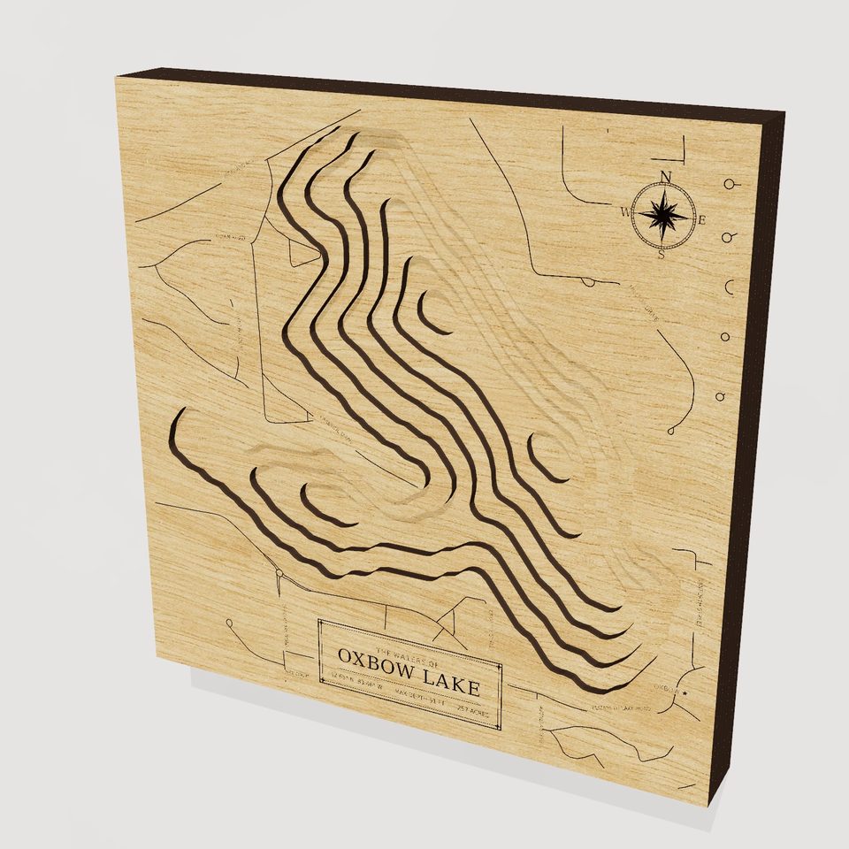 Oxbow Lake 3D wood map, hero view