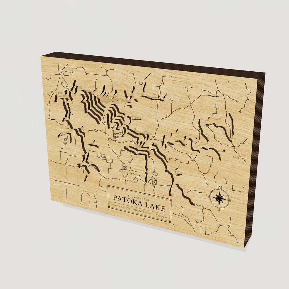 Patoka Lake 3D wood map, hero view
