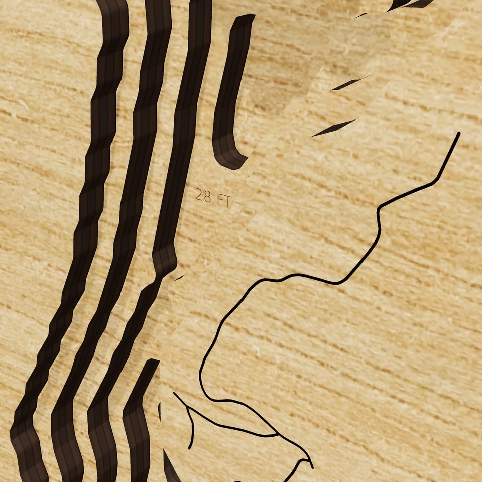 Pawtuckaway Lake 3D wood map, detail view