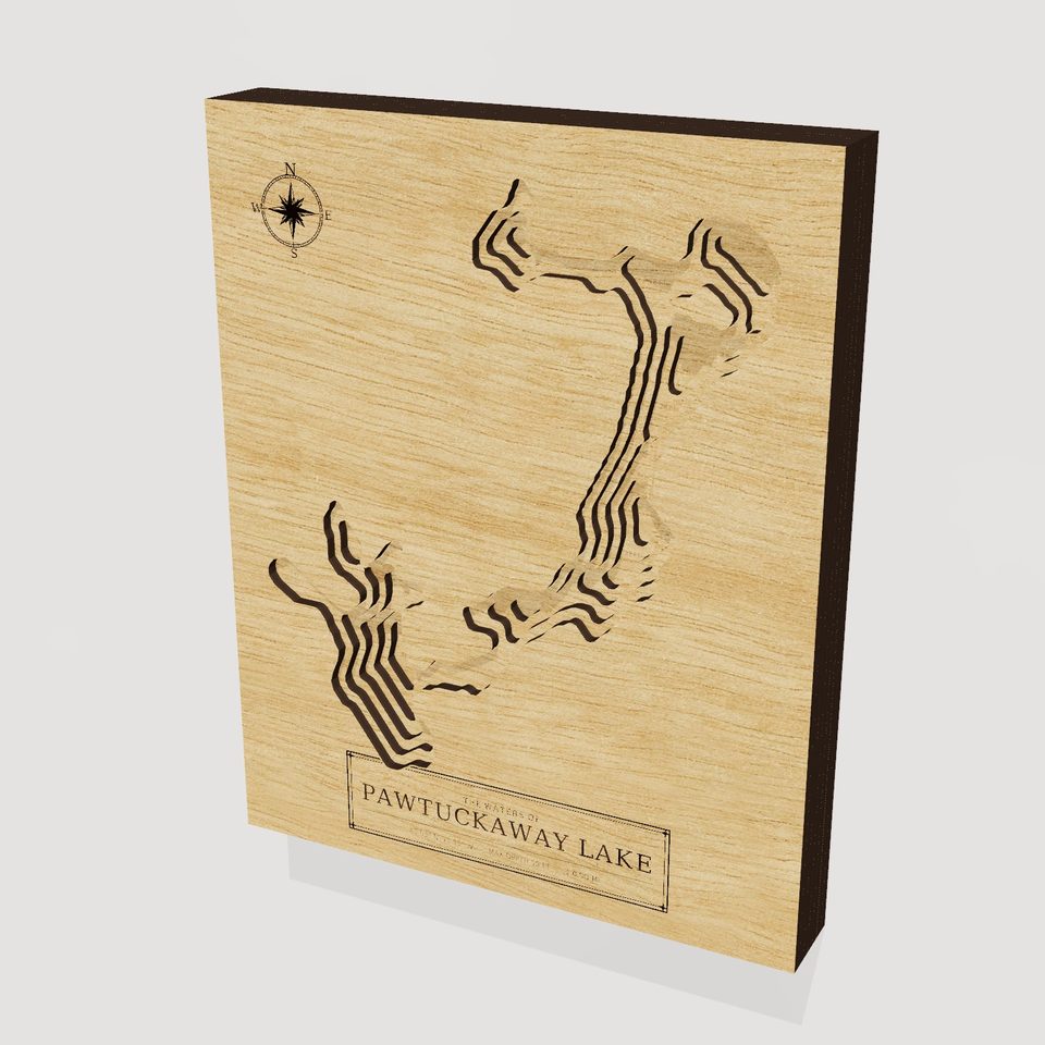 Pawtuckaway Lake 3D wood map, hero view