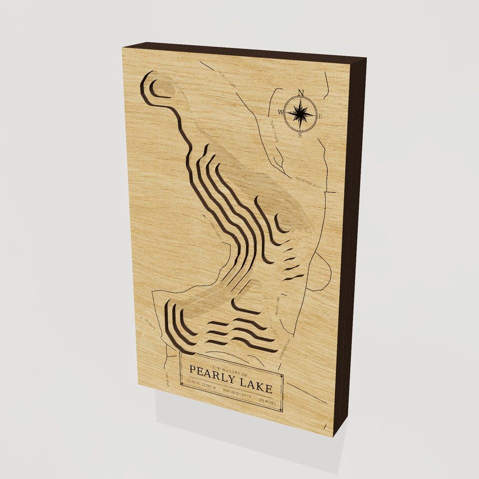 Pearly Lake 3D wood map, hero view