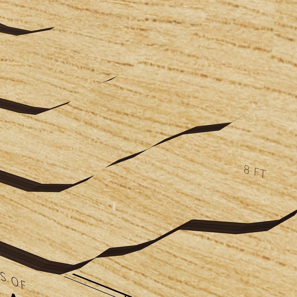 Peat Lake 3D wood map, detail view