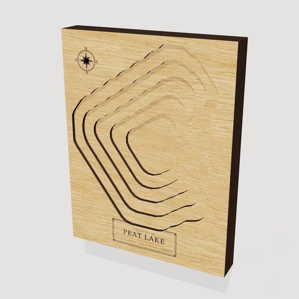 Peat Lake 3D wood map, hero view
