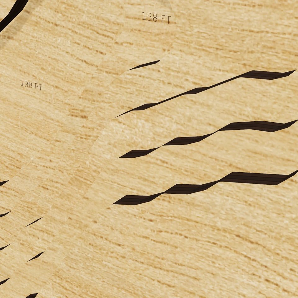 Pelican Lake 3D wood map, detail view