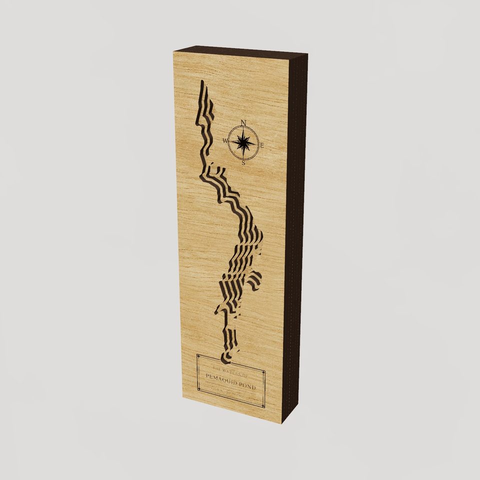 Pemaquid Pond 3D wood map, hero view