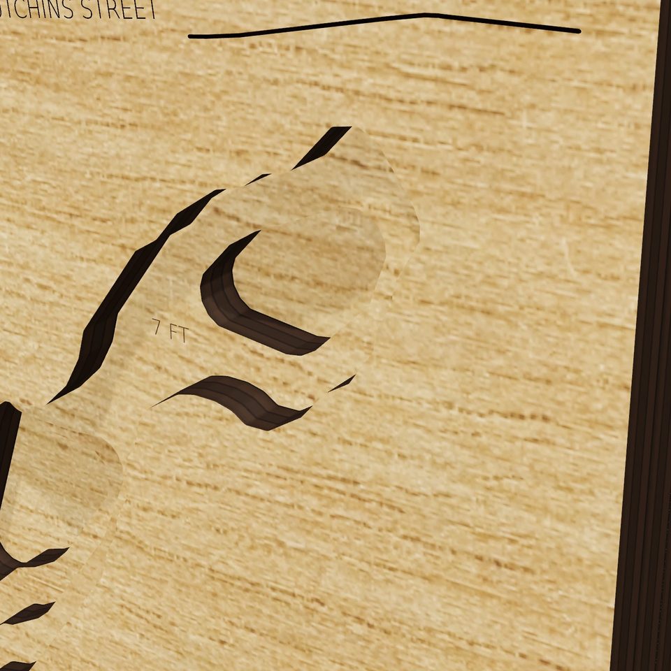 Penacook Lake 3D wood map, detail view