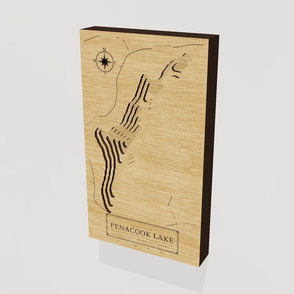 Penacook Lake 3D wood map, hero view
