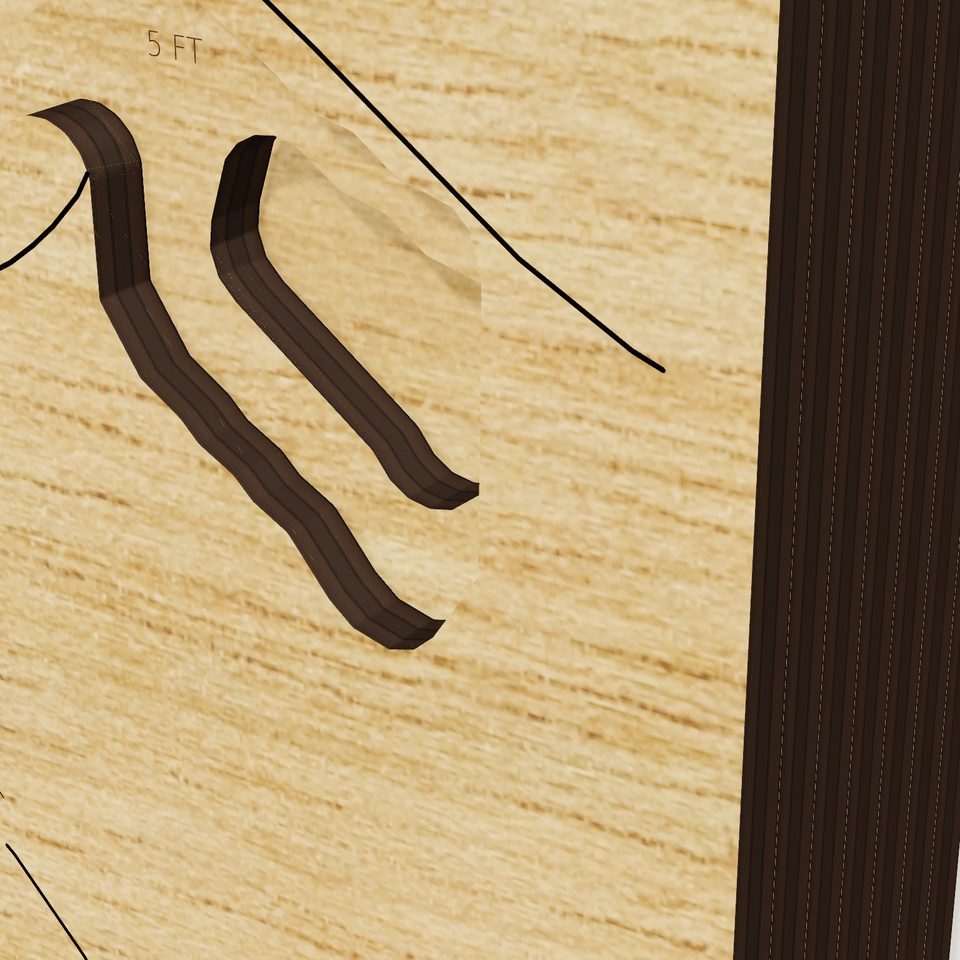 Pentwater Lake 3D wood map, detail view