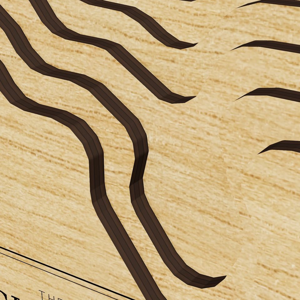 Pickerel Lake 3D wood map, detail view