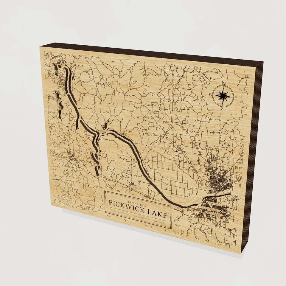 Pickwick Lake 3D wood map, hero view
