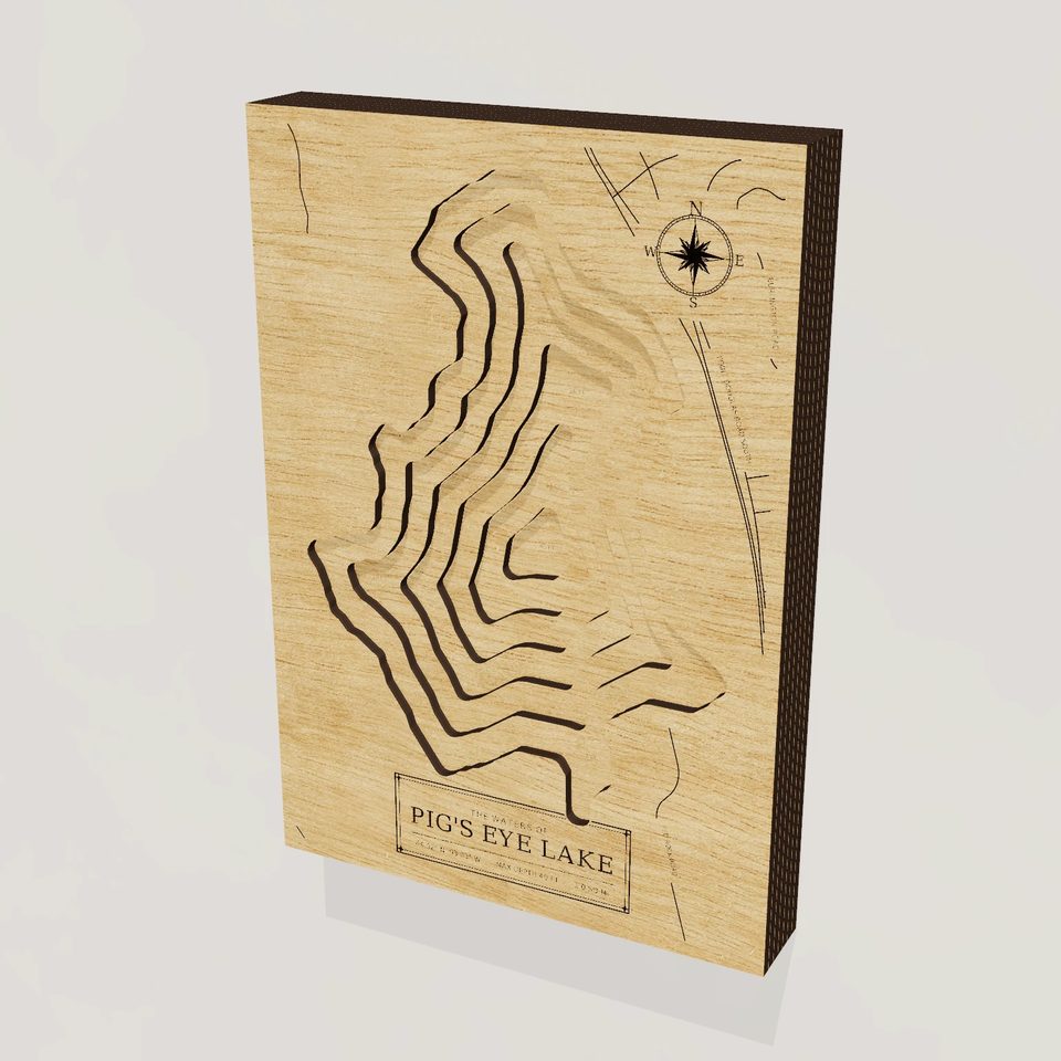 Pig's Eye Lake 3D wood map, hero view