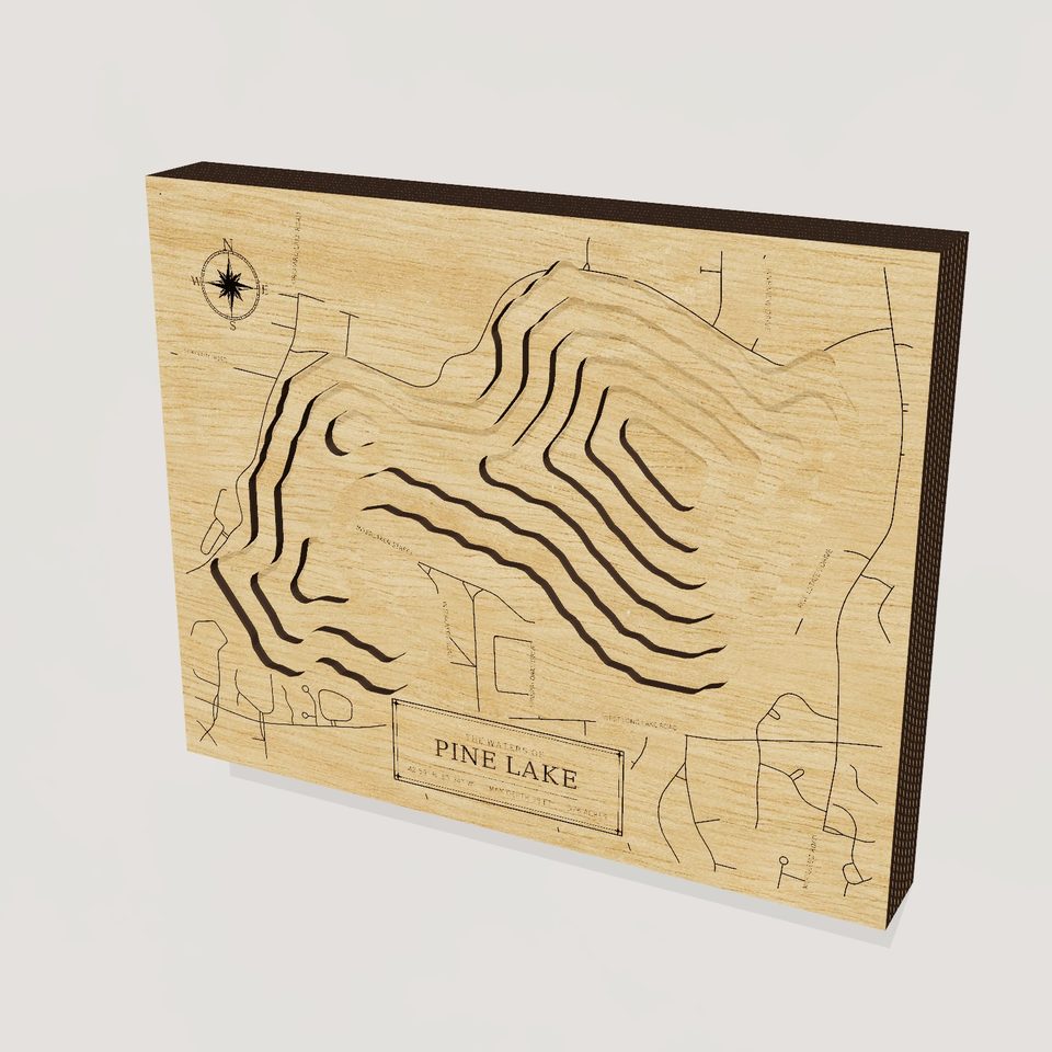 Pine Lake 3D wood map, hero view