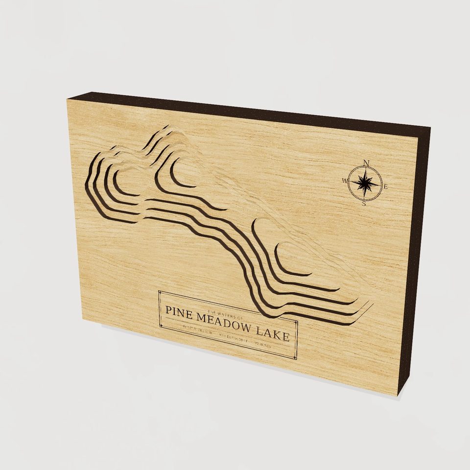 Pine Meadow Lake 3D wood map, hero view