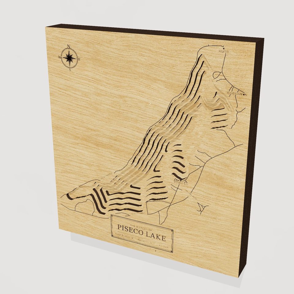 Piseco Lake 3D wood map, hero view
