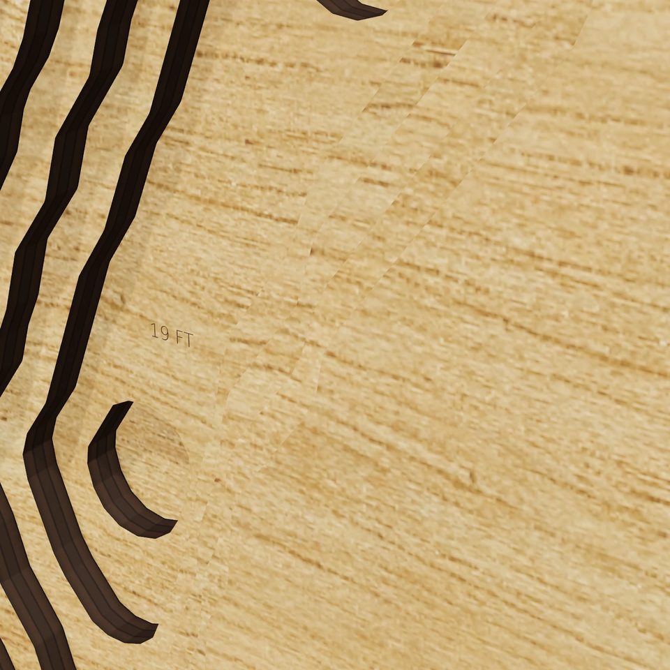Pistapaug Pond 3D wood map, detail view