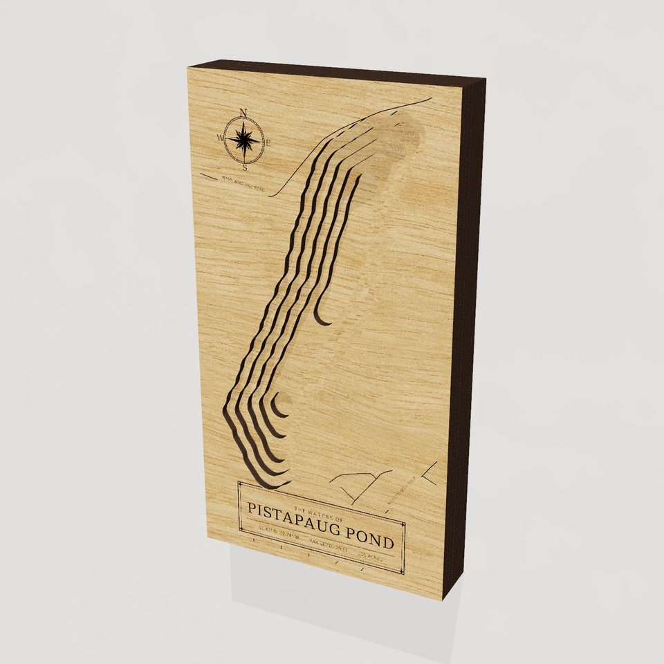 Pistapaug Pond 3D wood map, hero view