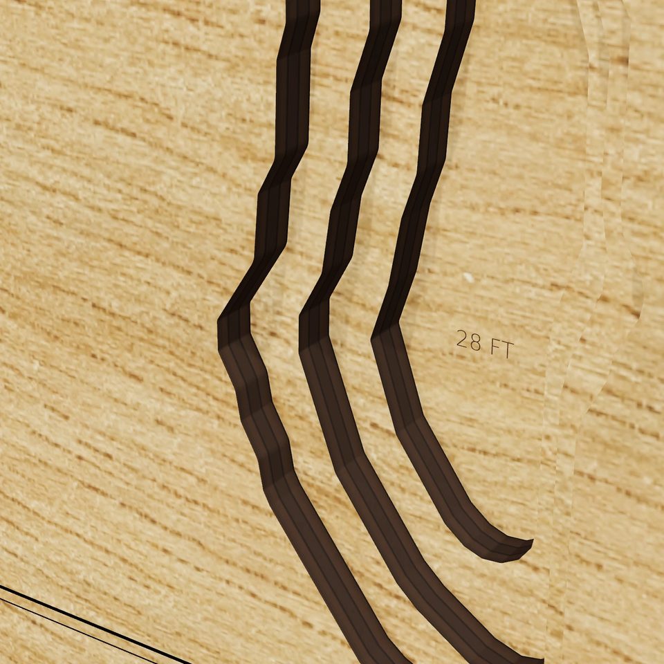 Pleasure Lake 3D wood map, detail view