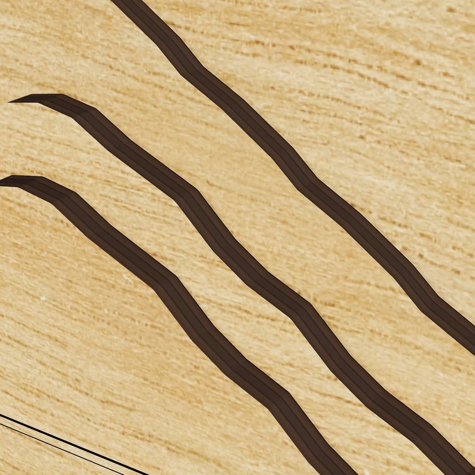 Plymouth Lake 3D wood map, detail view