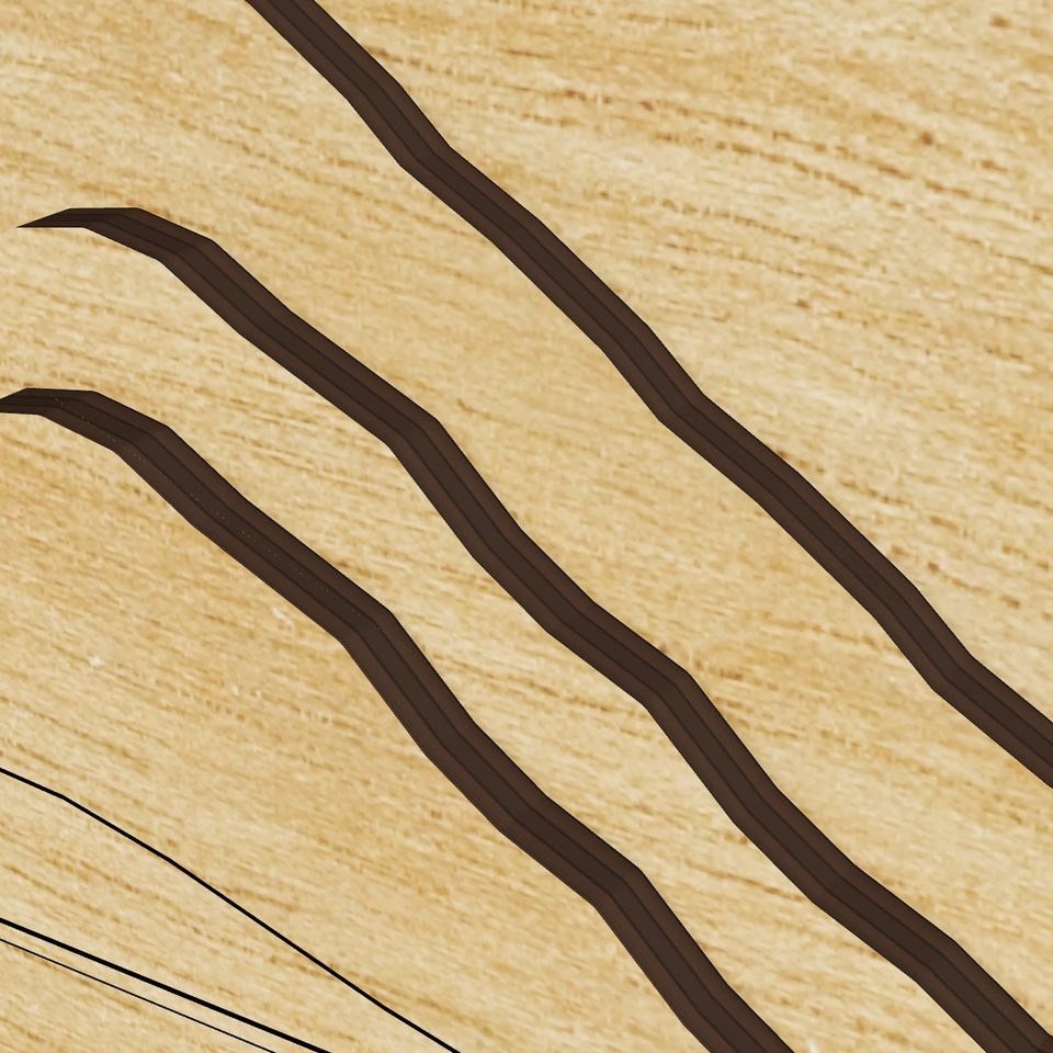 Plymouth Lake 3D wood map, detail view