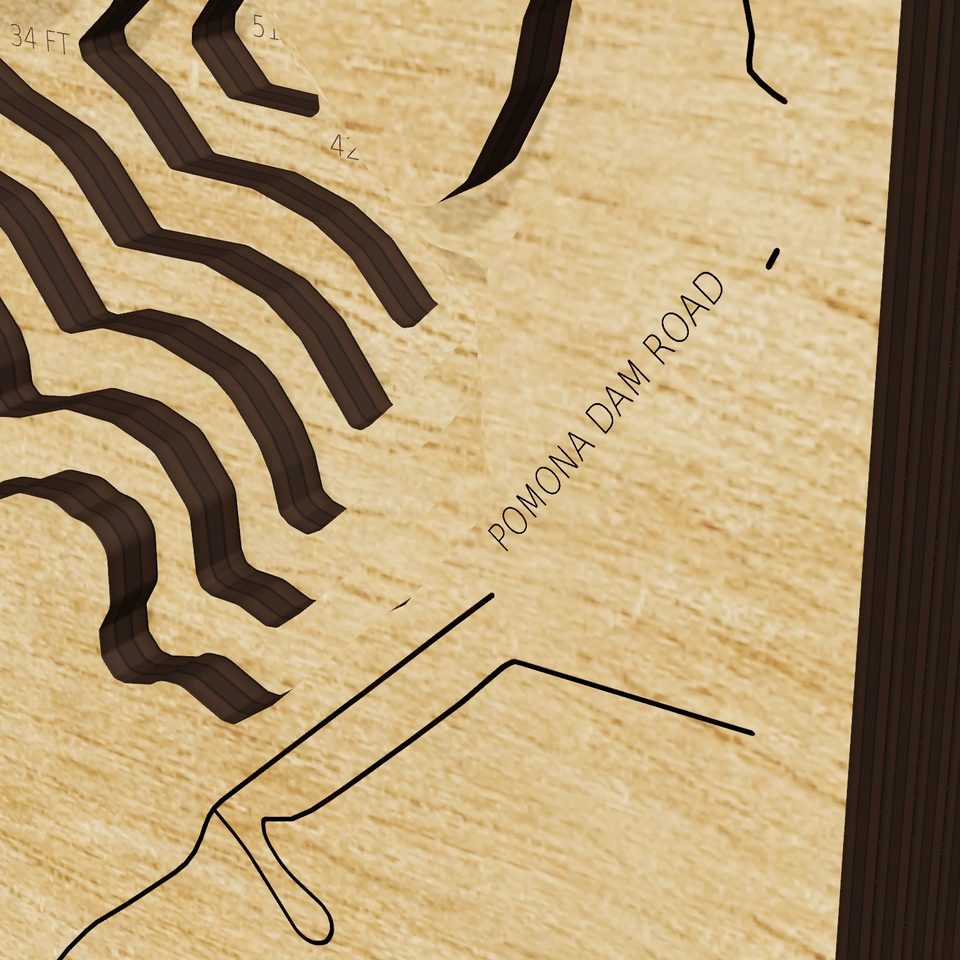 Pomona Lake 3D wood map, detail view