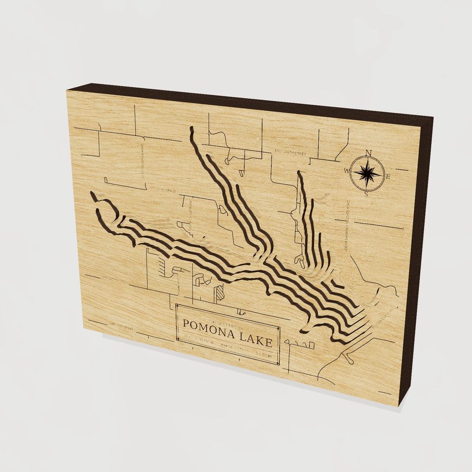 Pomona Lake 3D wood map, hero view