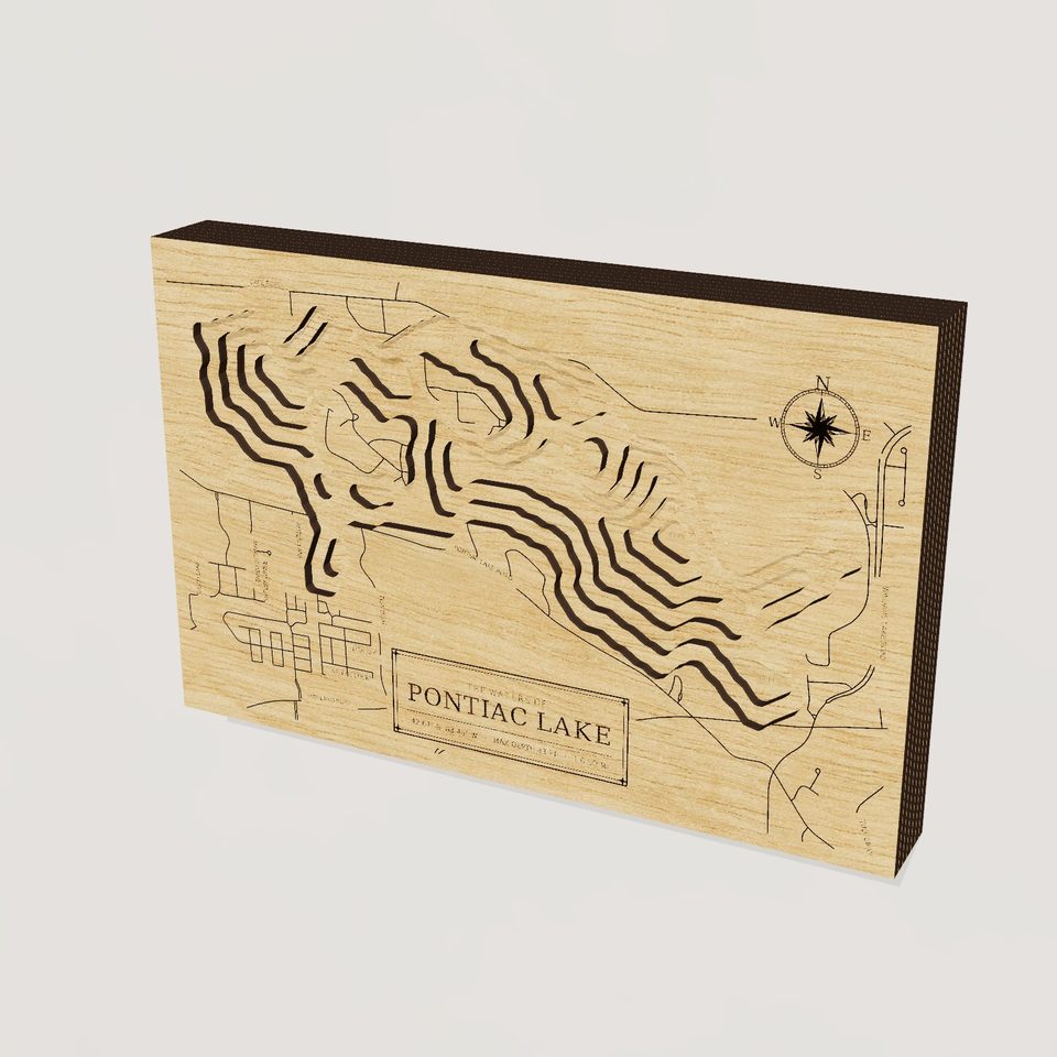 Pontiac Lake 3D wood map, hero view