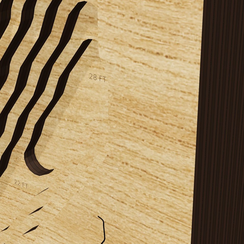 Popolopen Lake 3D wood map, detail view