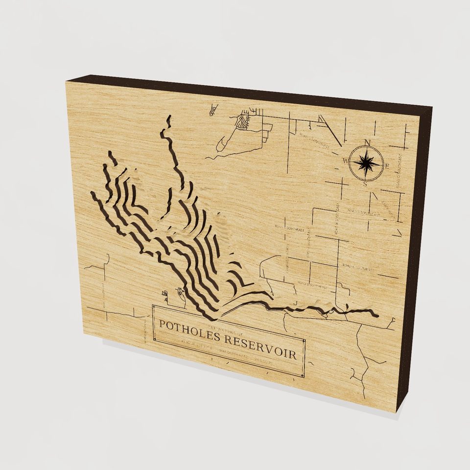Potholes Reservoir 3D wood map, hero view