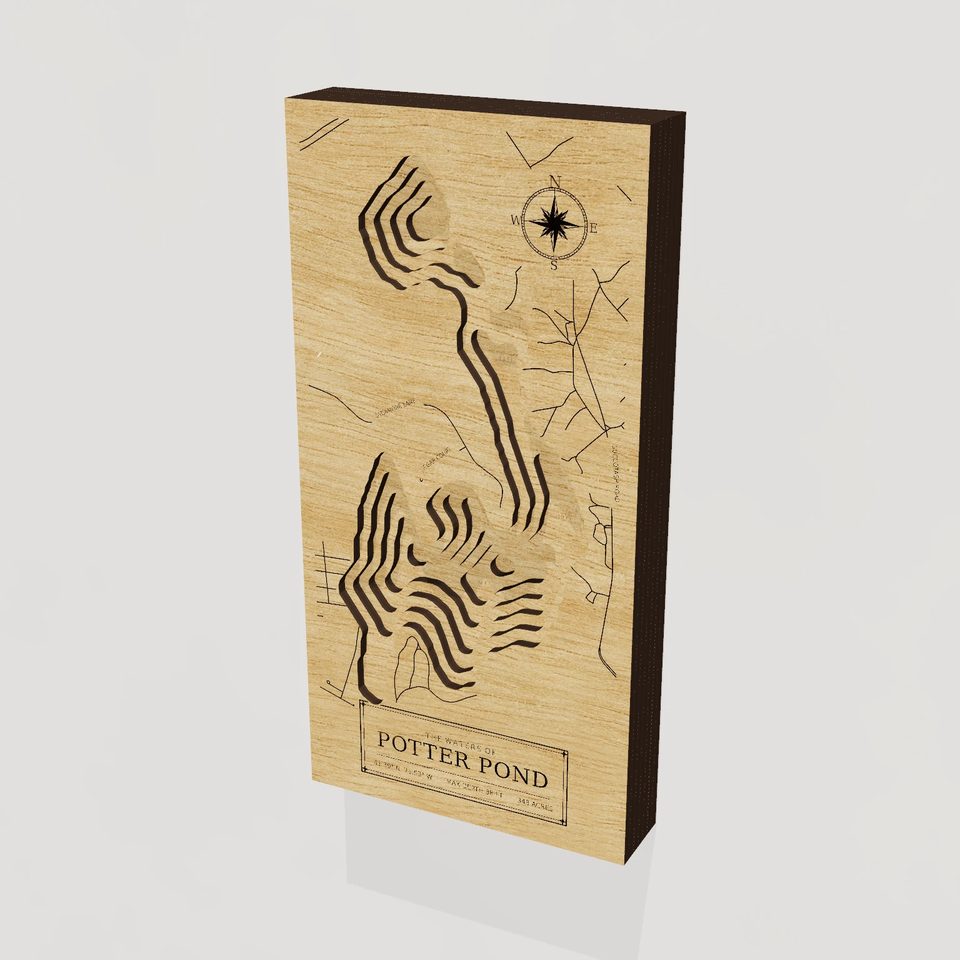 Potter Pond 3D wood map, hero view