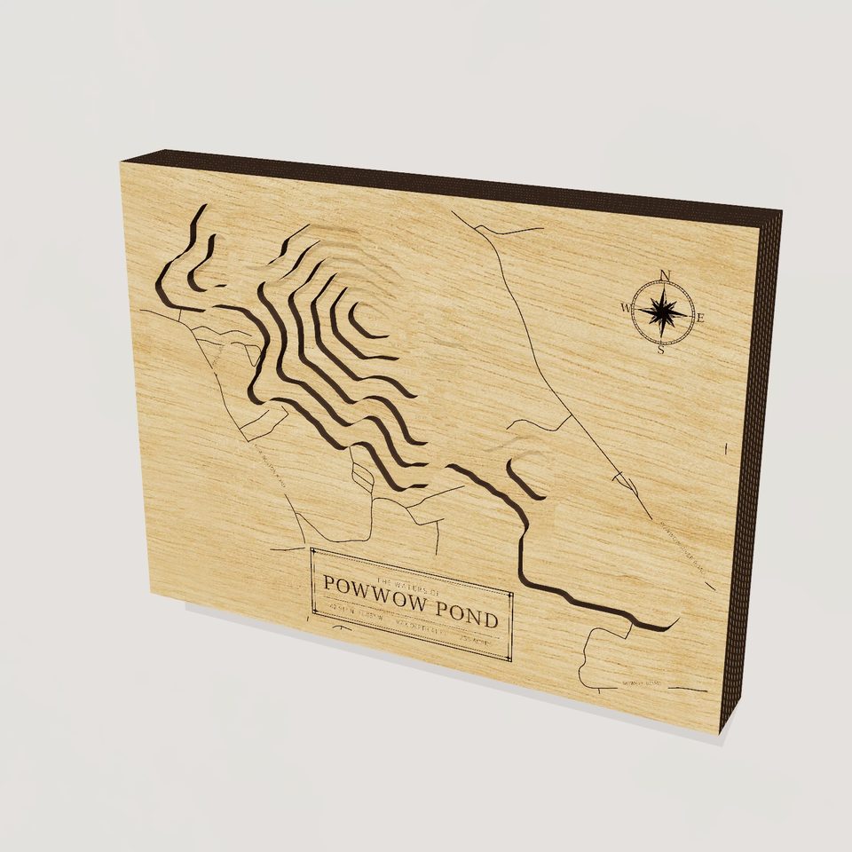 Powwow Pond 3D wood map, hero view
