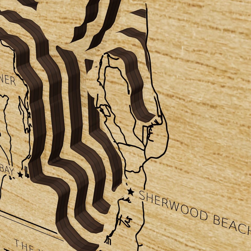 Priest Lake 3D wood map, detail view