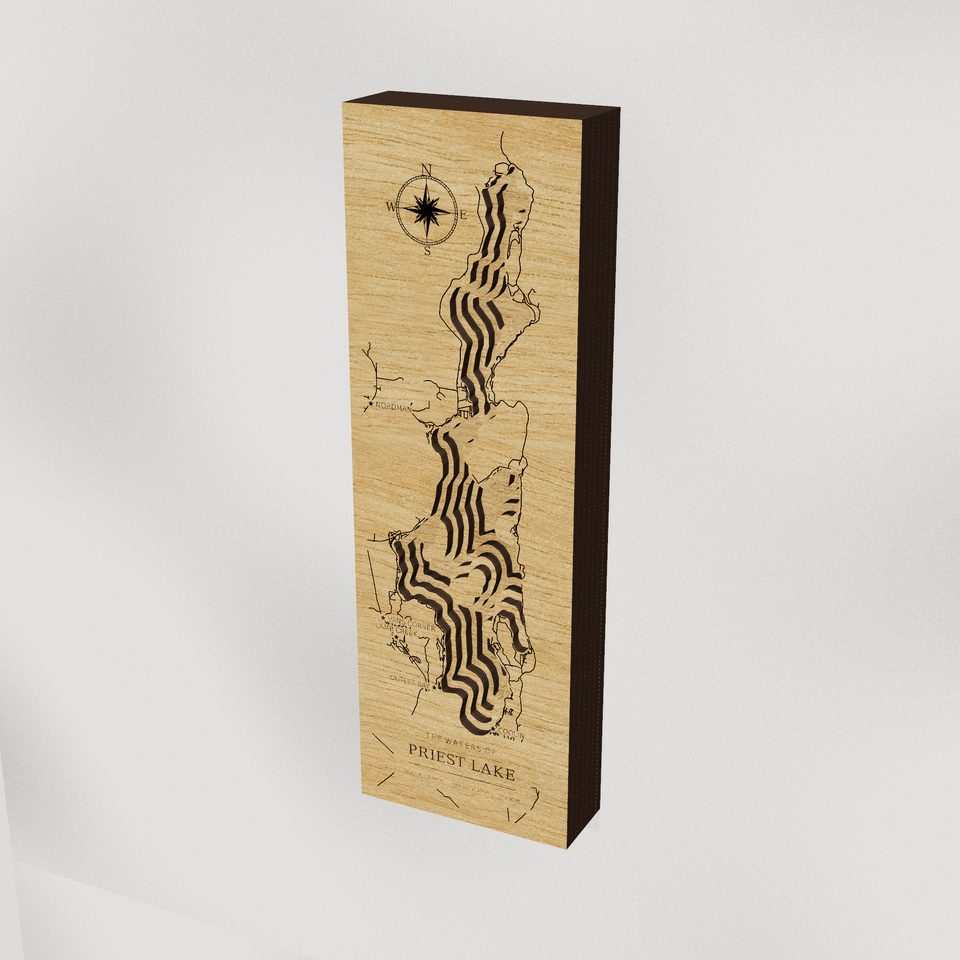 Priest Lake 3D wood map, hero view