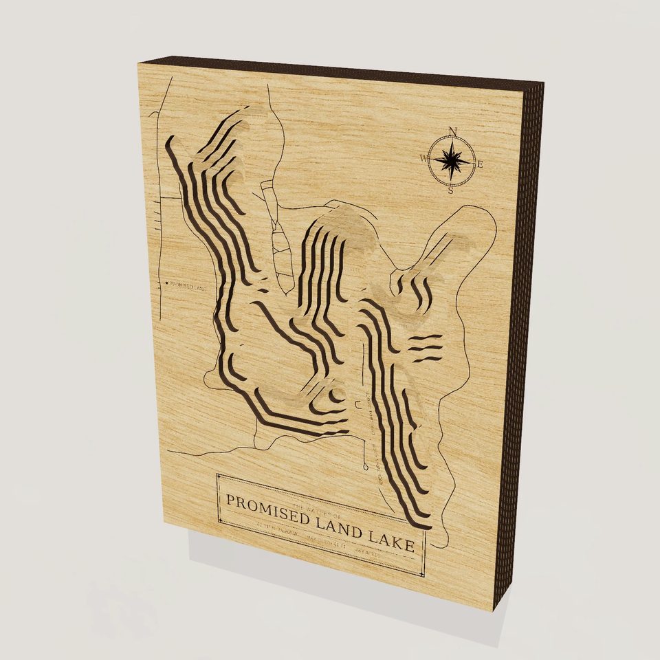 Promised Land Lake 3D wood map, hero view
