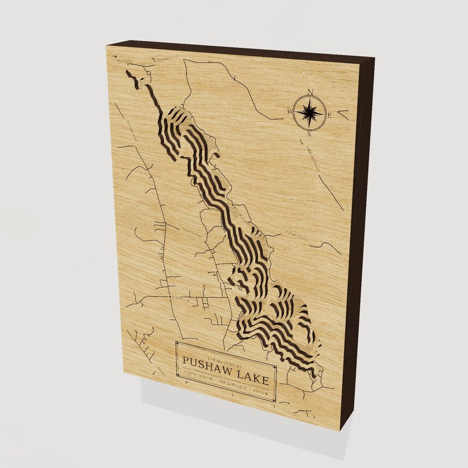 Pushaw Lake 3D wood map, hero view