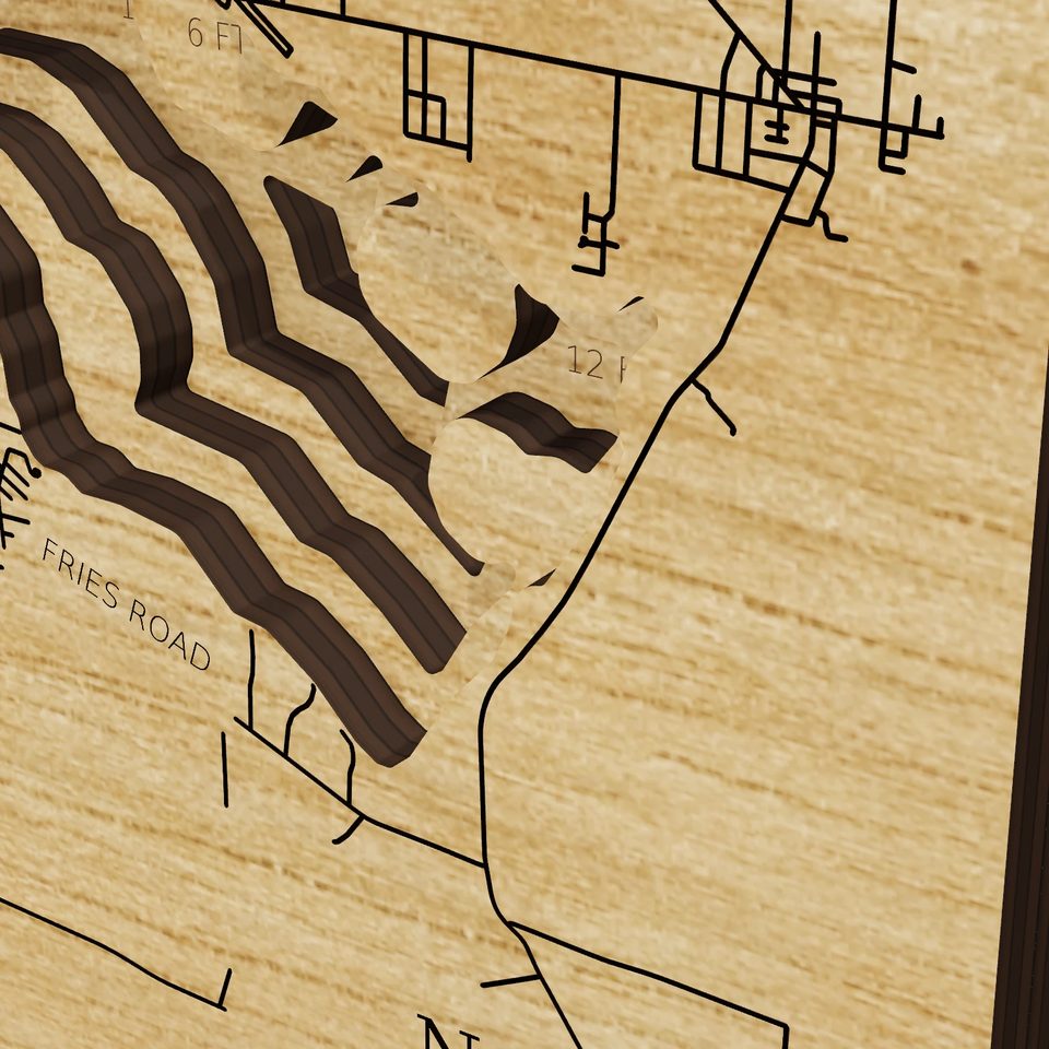 Pymatuning Reservoir 3D wood map, detail view