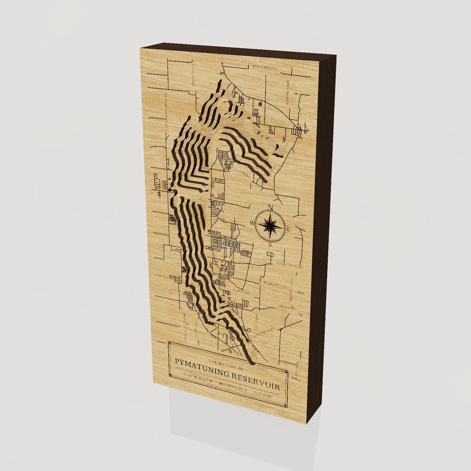 Pymatuning Reservoir 3D wood map, hero view