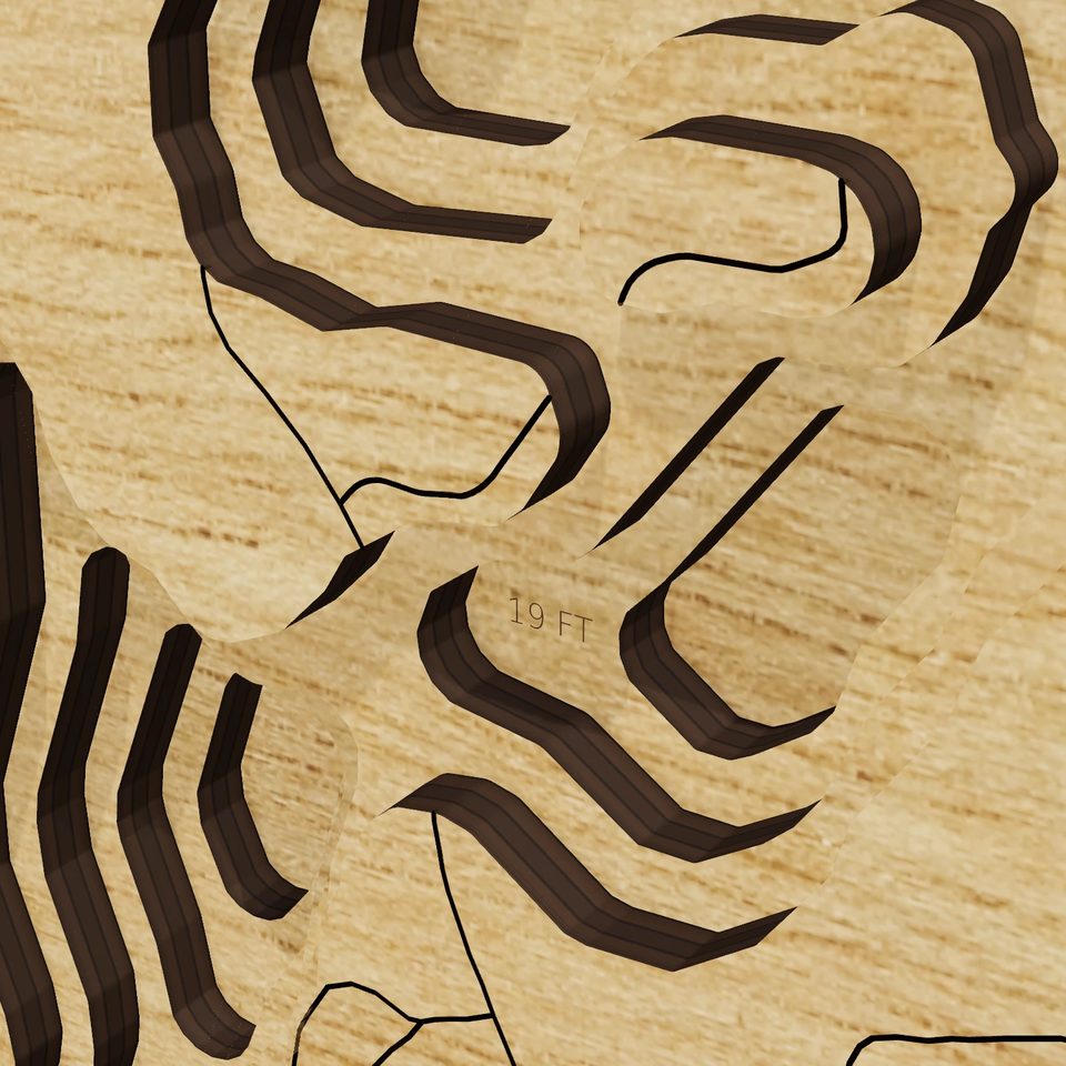 Quaddick Reservoir 3D wood map, detail view
