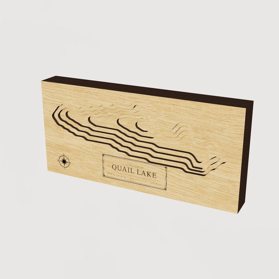 Quail Lake 3D wood map, hero view