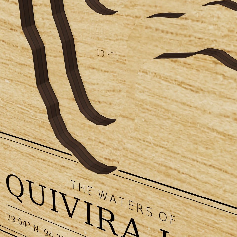 Quivira Lake 3D wood map, detail view