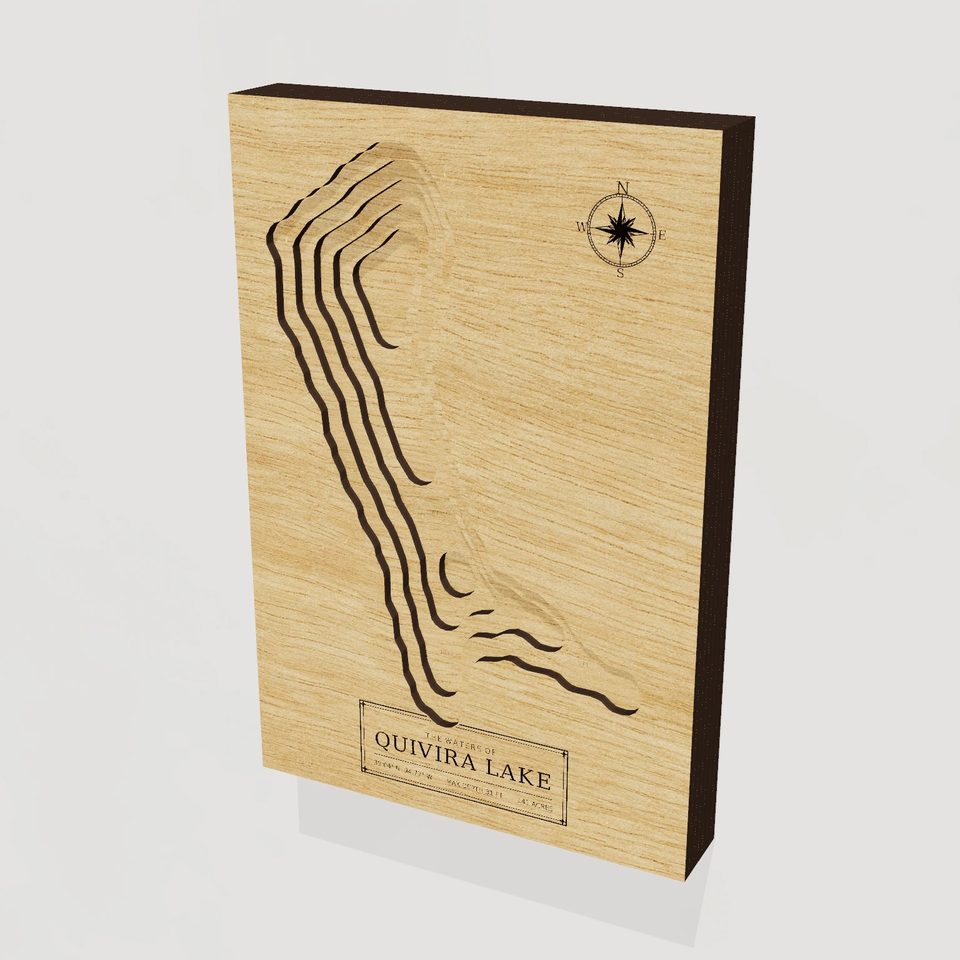Quivira Lake 3D wood map, hero view