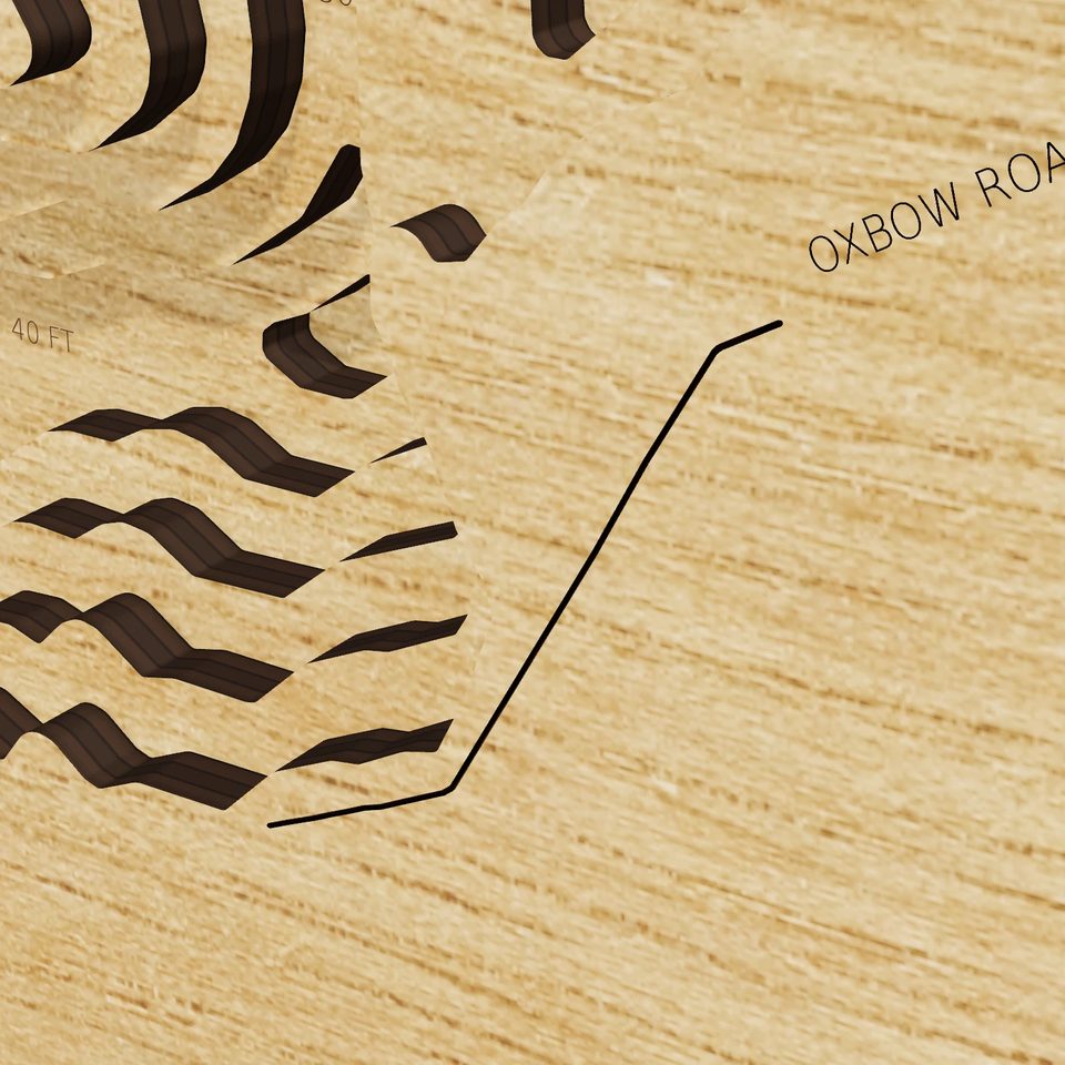 Rainbow Flowage 3D wood map, detail view