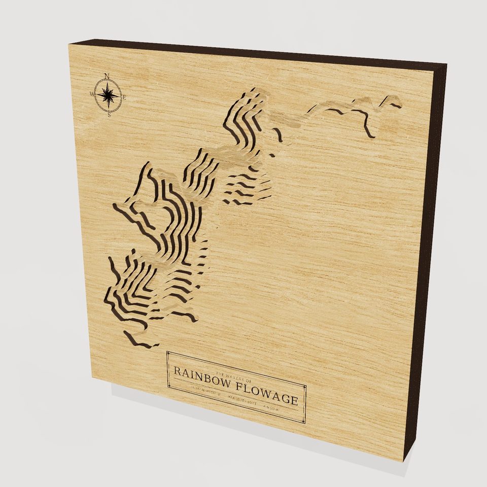 Rainbow Flowage 3D wood map, hero view