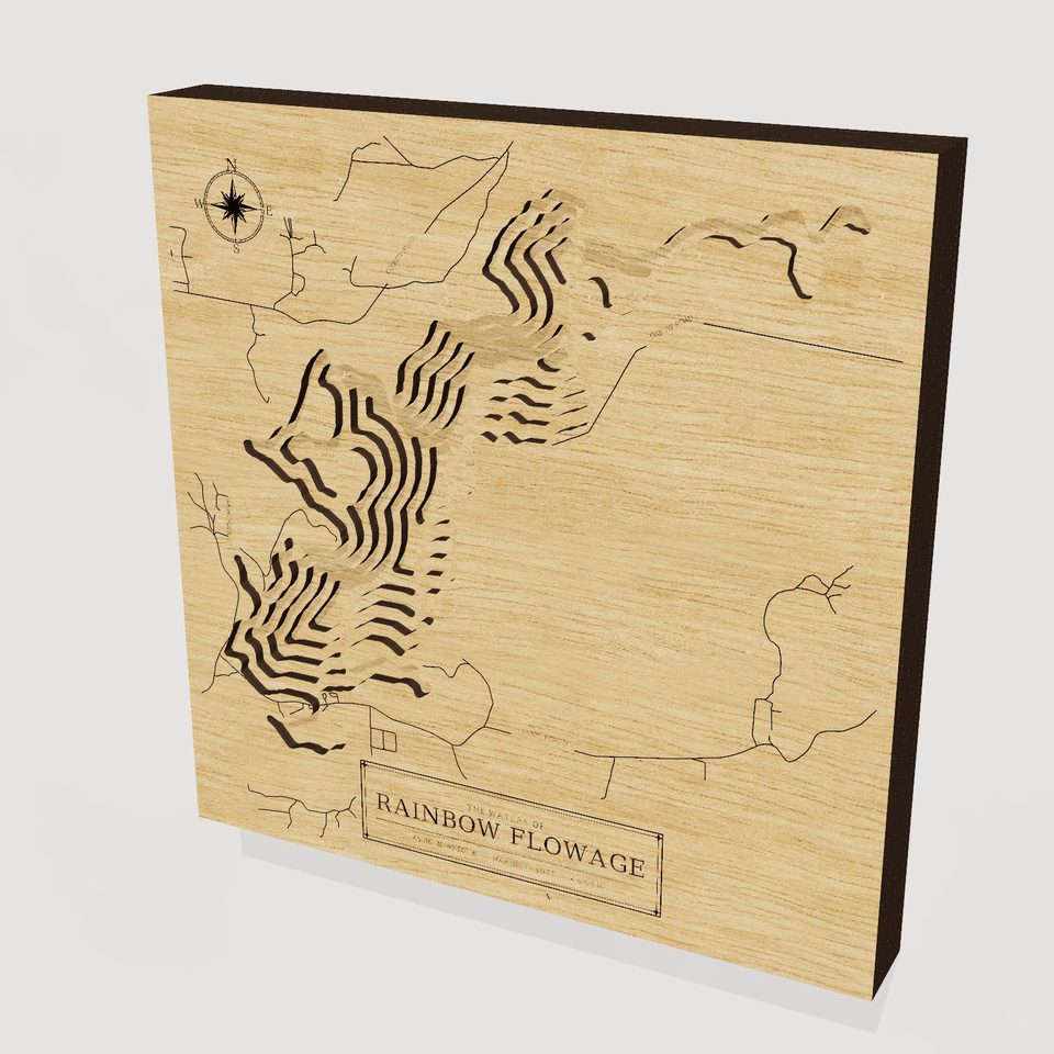Rainbow Flowage 3D wood map, hero view