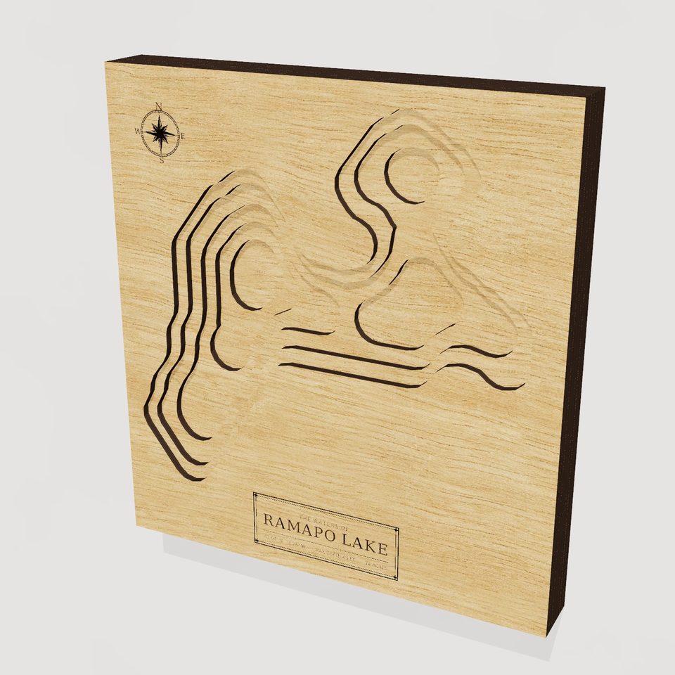 Ramapo Lake 3D wood map, hero view