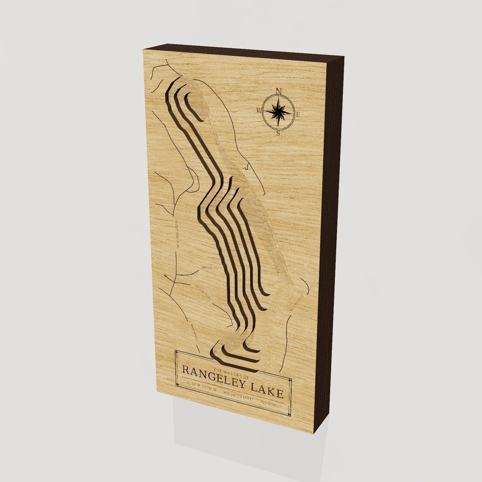 Rangeley Lake 3D wood map, hero view