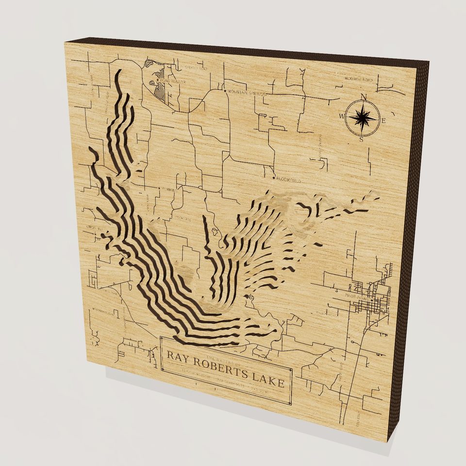Ray Roberts Lake 3D wood map, hero view